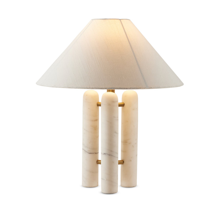 Lampe de table en marbre Yurt, Polyester, Blanc, Blanc