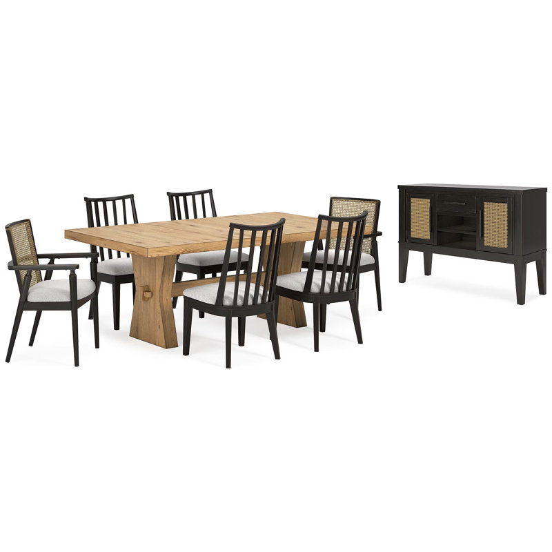 Galliden 8-Piece Dining Package, 8Pcs:Table,2 Arm Chairs,4 Side Chairs,Sideboard