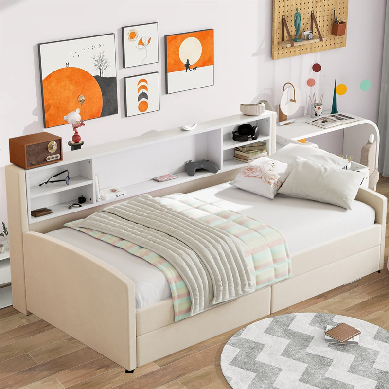 Twin Size Upholstered Daybed With Storage