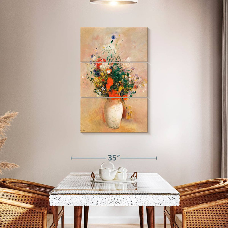 Vase de fleurs Harnek sur fond rose 1906, H 45 po x l 28 po