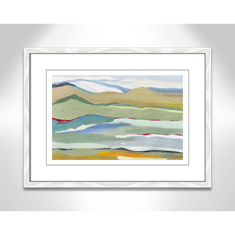 Dee Goodbye Summer on the Hills - Picture Frame Painting, White Wood Framed, 17" H x 23" W x 0.75" D