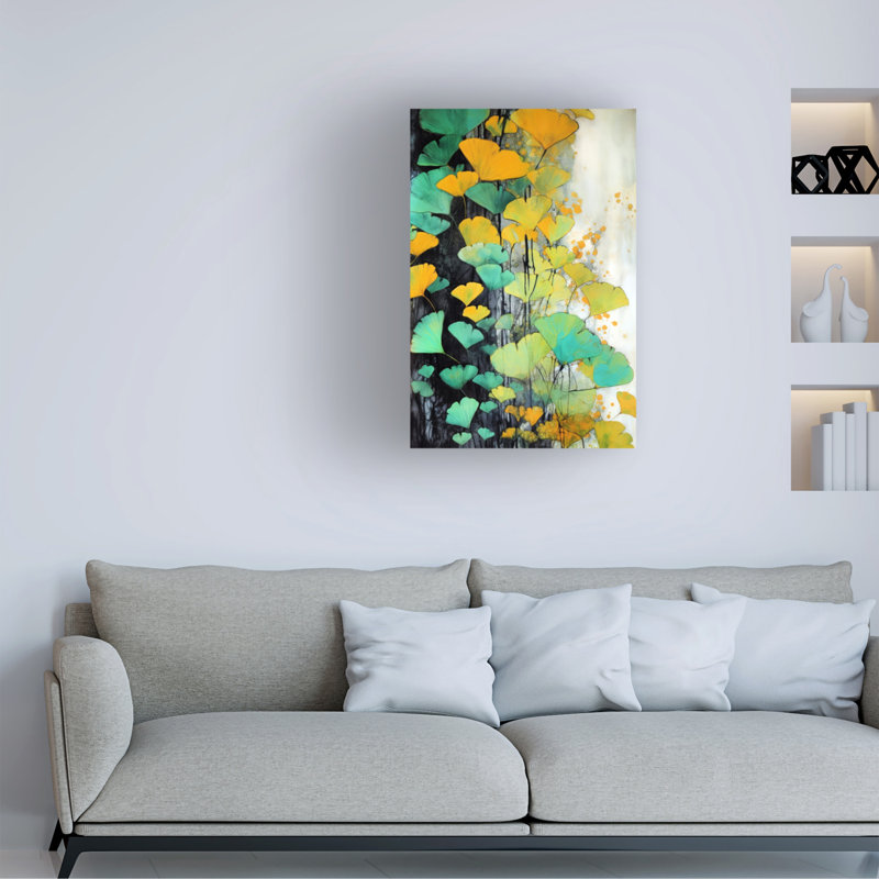 Art sur toile 6, feuilles, H 12 po x l 19 po