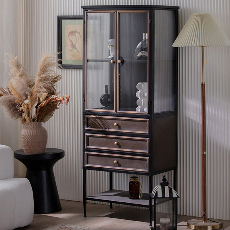 Retro Black Solid Wood Display Stand