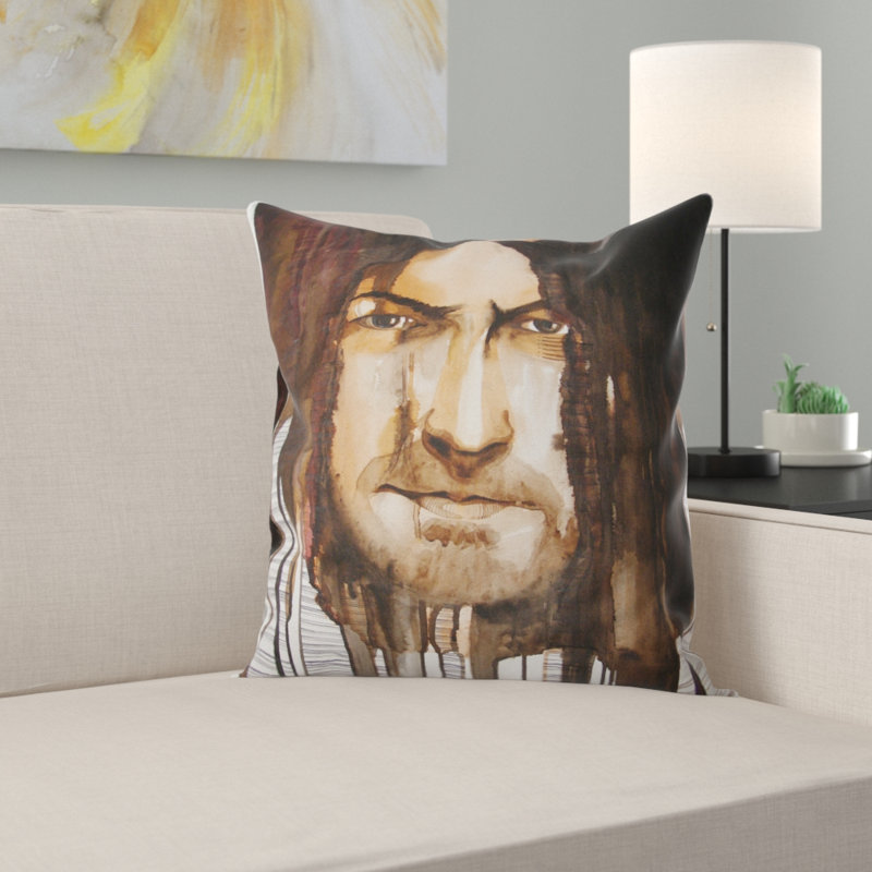 Portrait Illustré Beau Mec Oreiller Abstract
