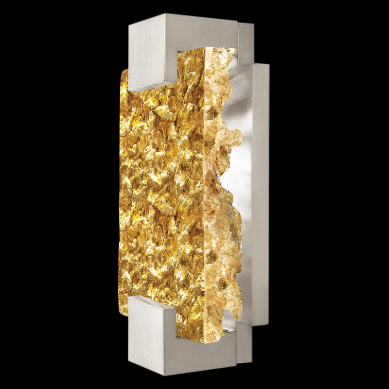 Terra LED Flush Mounted Sconce, Gold, Silver, 11.75" H x 6.25" W x 3.5" D