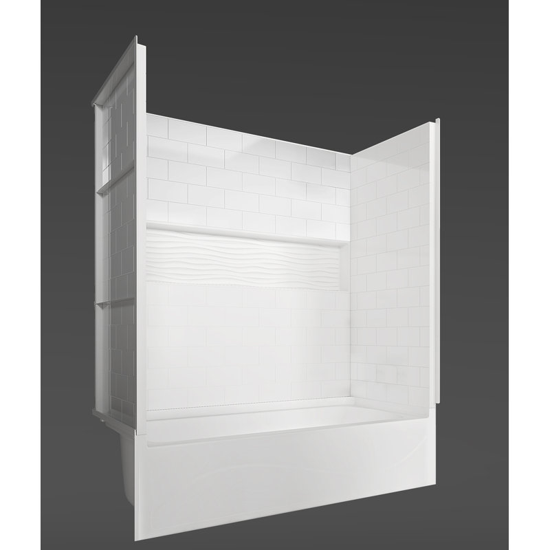 White Acrylic 60" x 32" 4-Piece Alcove Tub Surround