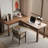 Walnut L-Shaped Solid Wood Writing desk with drawers desk-774418804-774418807