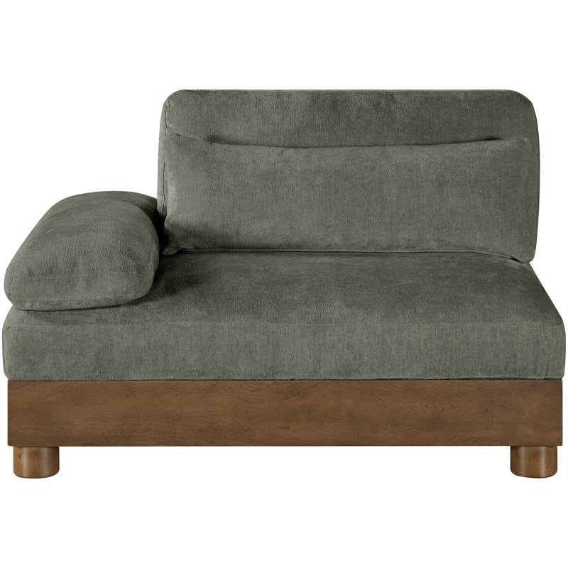 Fauteuil modulaire revêtu de tissu en chenille Turin, Tissu chenille vert, Brun