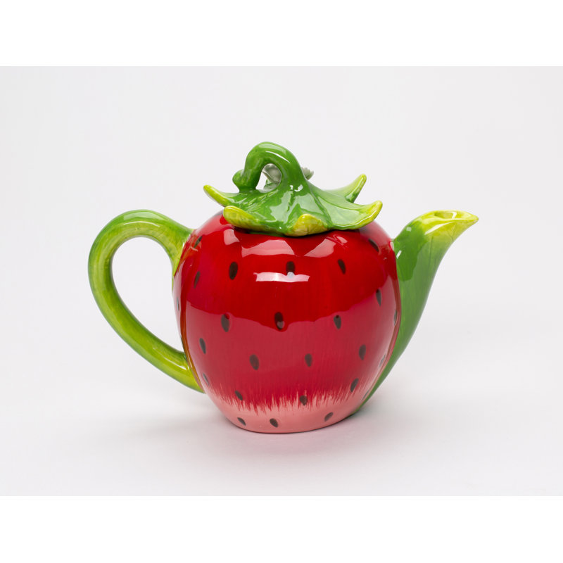 Fine Ceramic Strawberry Teapot- 5 1/4"H 