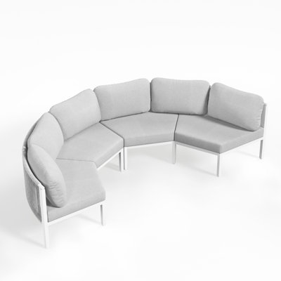 Ensemble de patio extérieur modulaire en aluminium pour 4 personnes avec coussins