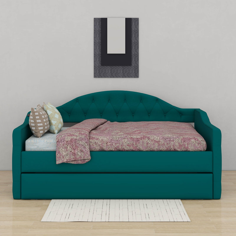 Lit de jour simple capitonné et rembourré avec couchette, canapé-lit en velours avec ports USB et ports de charge de type C