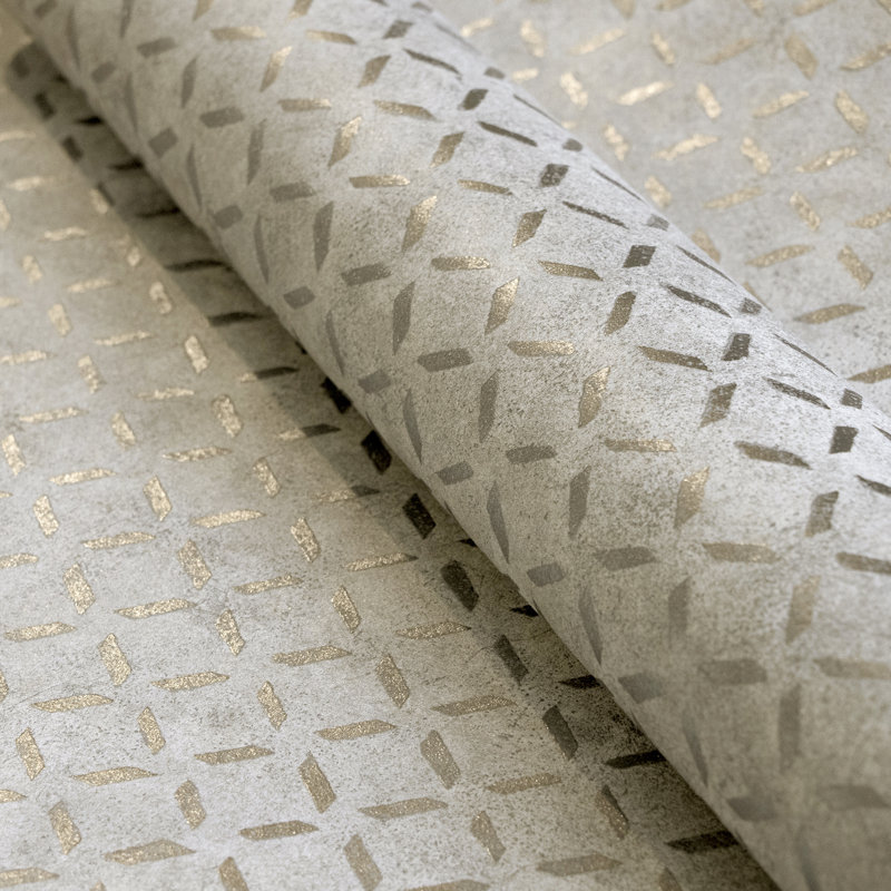 Urban Classics Collection Soho Metallic Industrial Grid Wallpaper Roll, Gray
