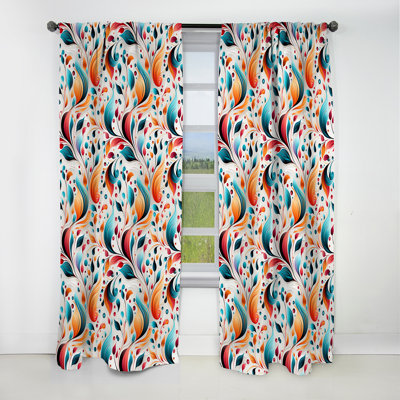 Minimalist Feather Paisley Pattern - Floral Curtain - Blackout Floral Curtain - 1 Panels
