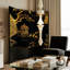 Paravent vintage en bois massif noir et doré-1629452130