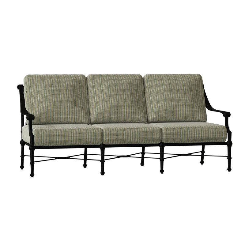 Delphi Outdoor 3 - Seat Patio Sofa, Chartres Malt Sunbrella®, Textured Black