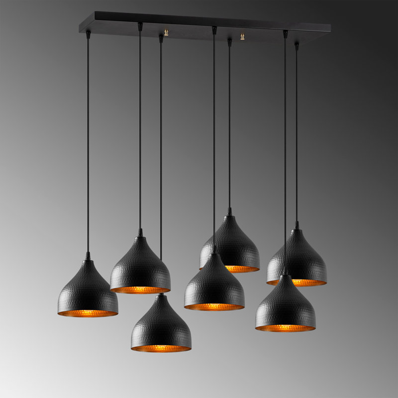 Manitowoc 7 - Light Black Kitchen Island Pendant, Black