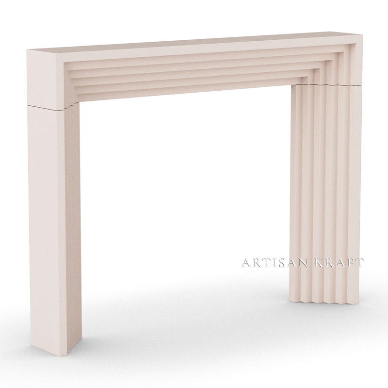Deco Cast Stone Fireplace Surround with Standard Hearth, Beige, 54" H x 72" W x 10" D
