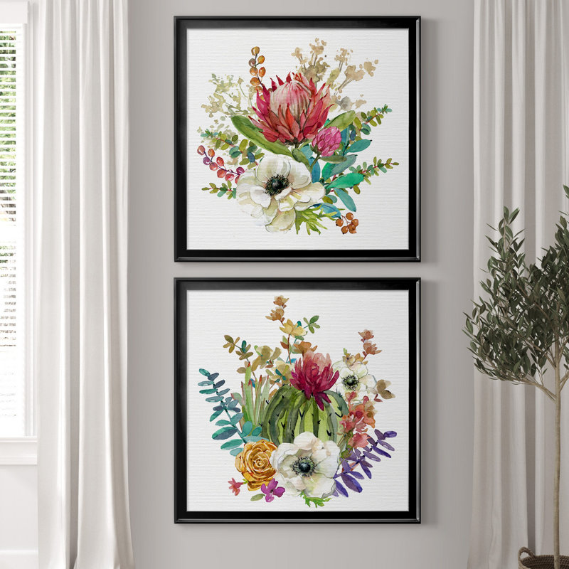 Scrumptious Succulents I - Reproduction d'art de cadre photo multi-pièces, Toile avec cadre noir, Pas de tapis