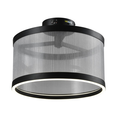 Cora - Integrated LED Semi Flush Mount - Black Finish - Silver Shade