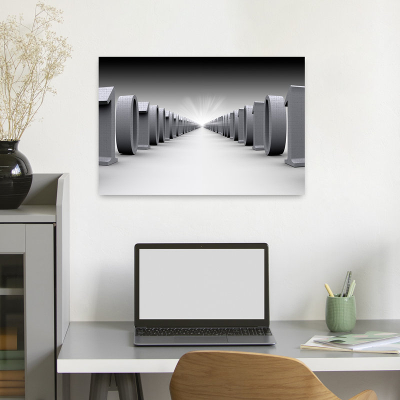 Binary Digits In A Row Abstract Modern Art, 16" H x 24" W
