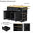 Drop-Leaf + Crushed-Diamond Edge, Built-In 3-AC/2-USB Power, 2 Barn-Door Cabinets w/ Adjustable Shelves, Bamboo Spice Racks, 5 Hidden Wheels, 440 lb Top-1752311020
