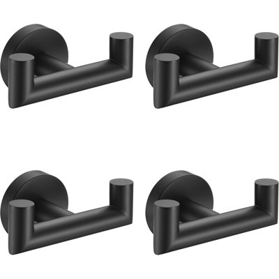 Towel Hooks For Bathroom And Kitchen, Heavy Duty Double Hook Design, SUS304 Stainless Steel Wall Mounted Coat Hooks For Towels, Robes, And Clothes, 4 Pack