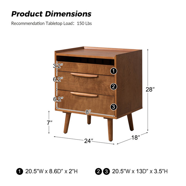 110-BC328-D3-B3 American Modern 28'' Three-Drawer Bedside Chest ( D-3 B-3 )  Bedside Chest