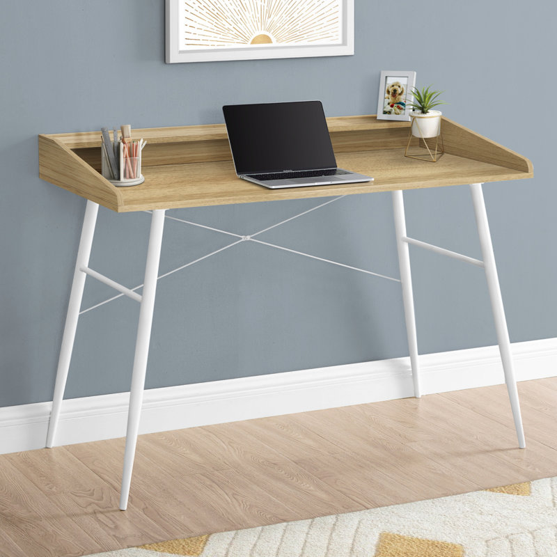 Computer Desk, Home Office, Laptop, Storage Shelves, 48"L, Work, Laminate, Metal, Contemporary, Modern, Natural, White