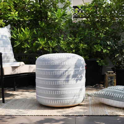 Lebo Coastal Striped Indoor/Outdoor Upholstered Pouf