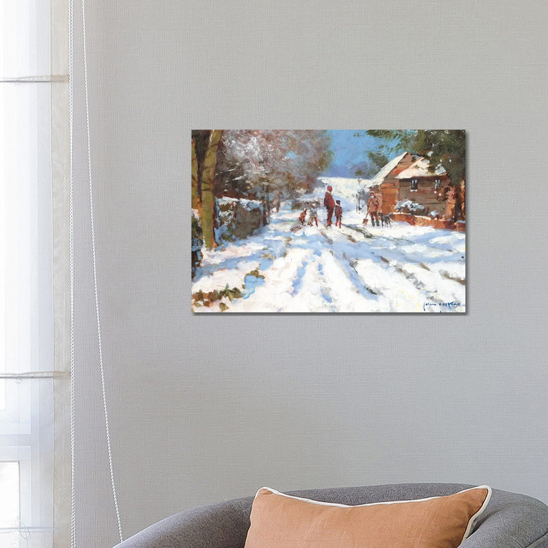 Snow On The Ashwell Road by John Haskins - Wrapped Canvas Gallery-Wrapped Canvas Giclée