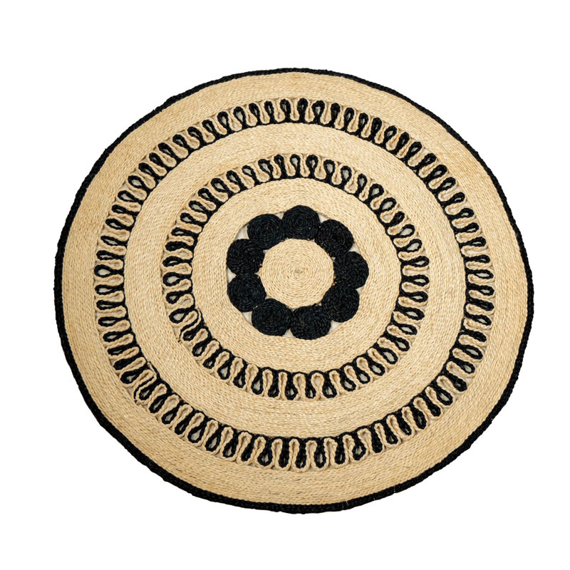 Tapis rond en jute tissé à la main