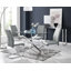 Lenworth Modern Metal and Glass Dining Table Set with 4 Luxury Faux Leather Dining Chairs