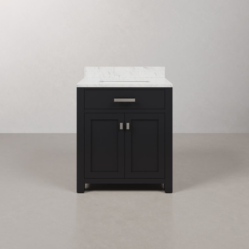 Minnetrista Single Bathroom Vanity with Marble Top, Espresso