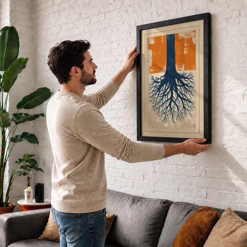 Tree Roots And Canopy Botanical - Print, A2 - 59.4 x 42.0 cm, Walnut