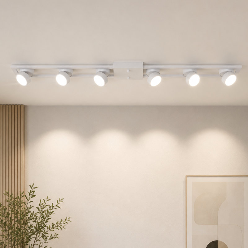 Niala 48.42" W LED Dimmable Flush Mount, White, 6