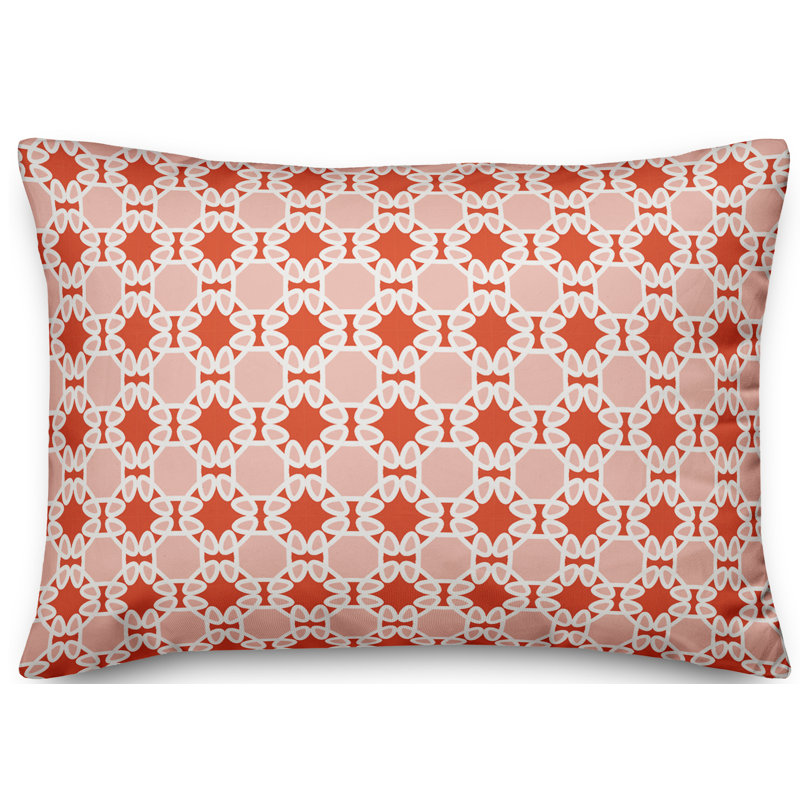 Coussin lombaire Folk Lattice, Rouge / Rose