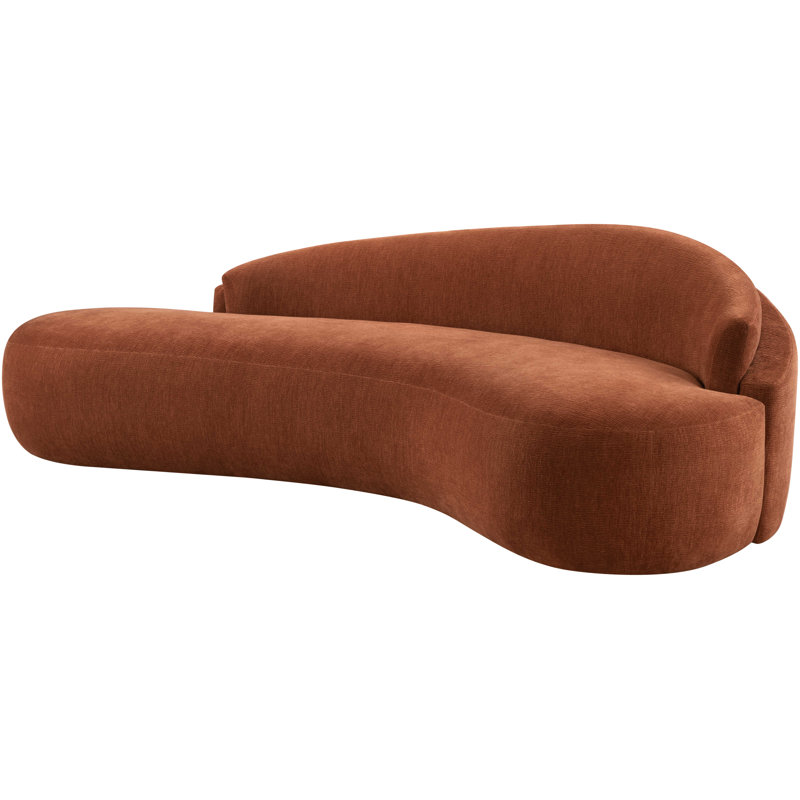 Canapé en tissu d'ameublement en chenille de 101 po Caspian, Tissu cognac chenille