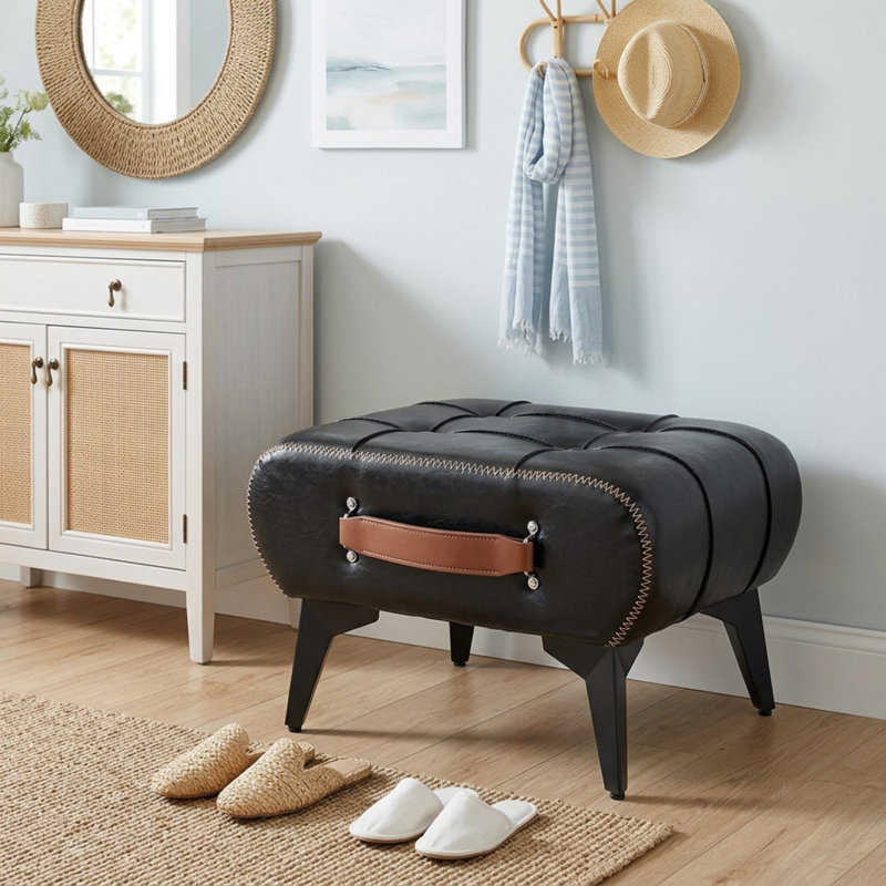 Pouf en similicuir, repose-pieds, tabouret décoratif, idéal pour le salon.