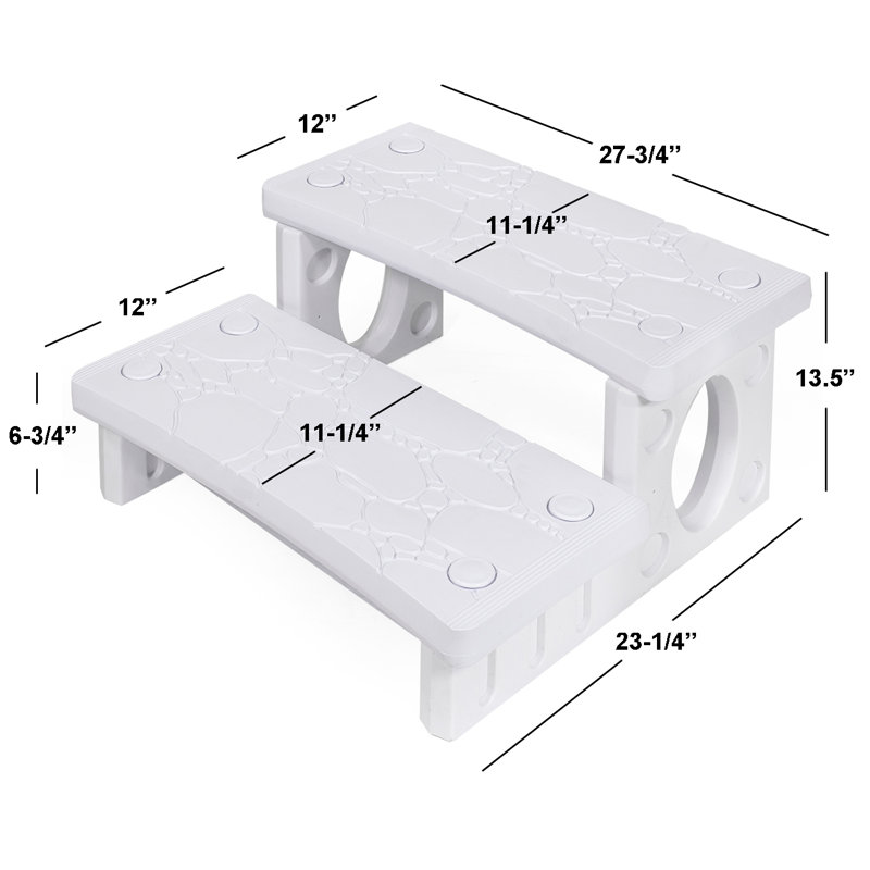White Lightweight 2-Step Spa Hot Tub and Pool Steps