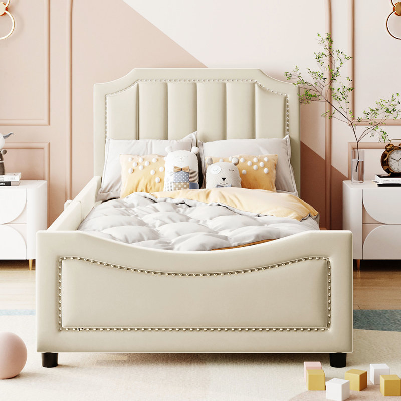 Lit de jour classique beige avec tête de lit Classic Stripe, Beige