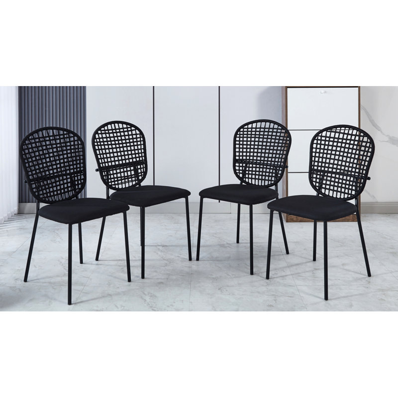 Keeyon Dining chair set of 4, Black, Black