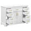 Meuble-lavabo blanc de 121,4 cm (47,8 po) avec lavabo, 6 tiroirs et 2 portes à fermeture amortie, structure robuste.