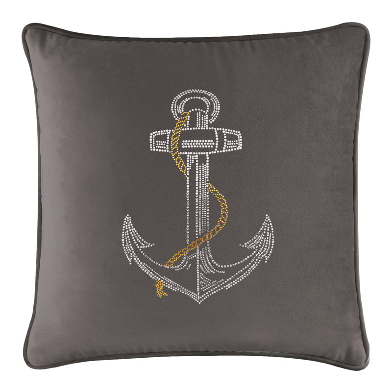 Coussin Sparkles Home Anchor | Motif nautique strass | Bourre en polyester | Lavable à la machine, 20 po x 5 po, Turquoise