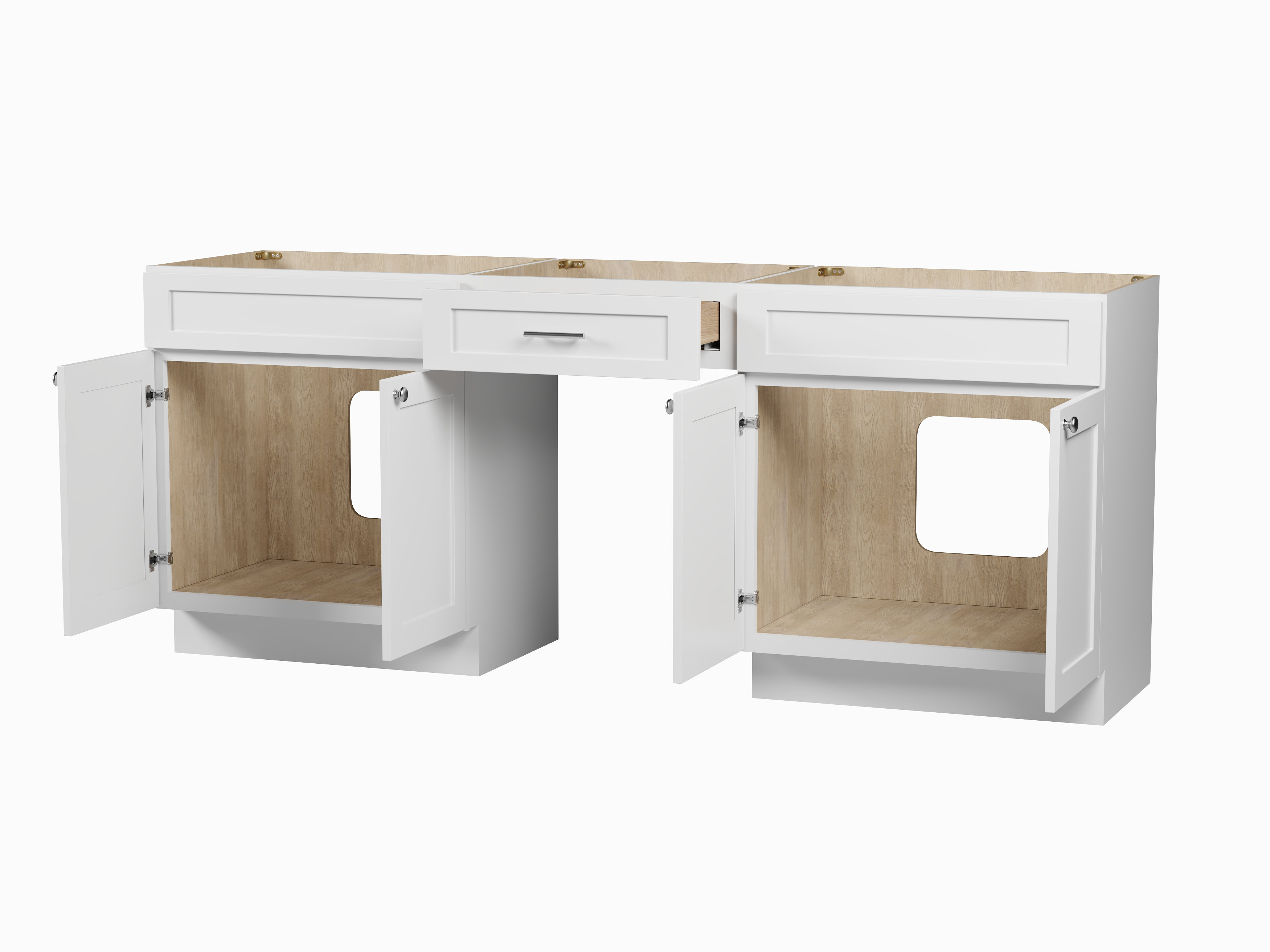 Disar 84'' Double Bathroom Vanity With Desk Dovetail Solid Wood Drawer ...