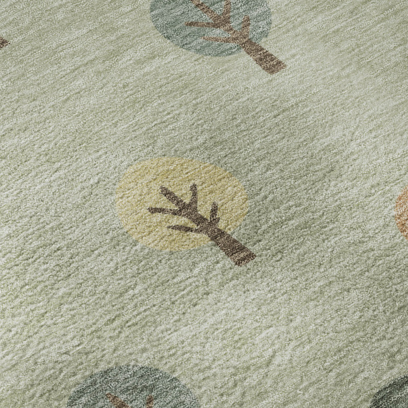 Tapis géométrique Premium lavable à la machine Villers, Céleri, 1'8" x 2'6"