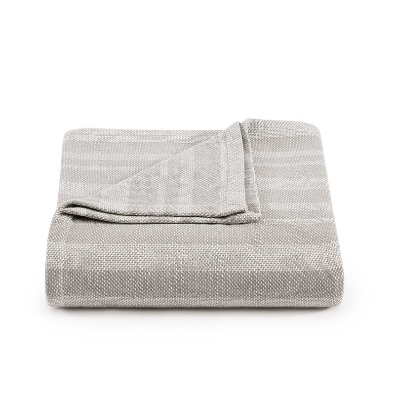 Couverture en coton piqué uni Tommy Hilfiger, Rayures bleu marine, Grand lit