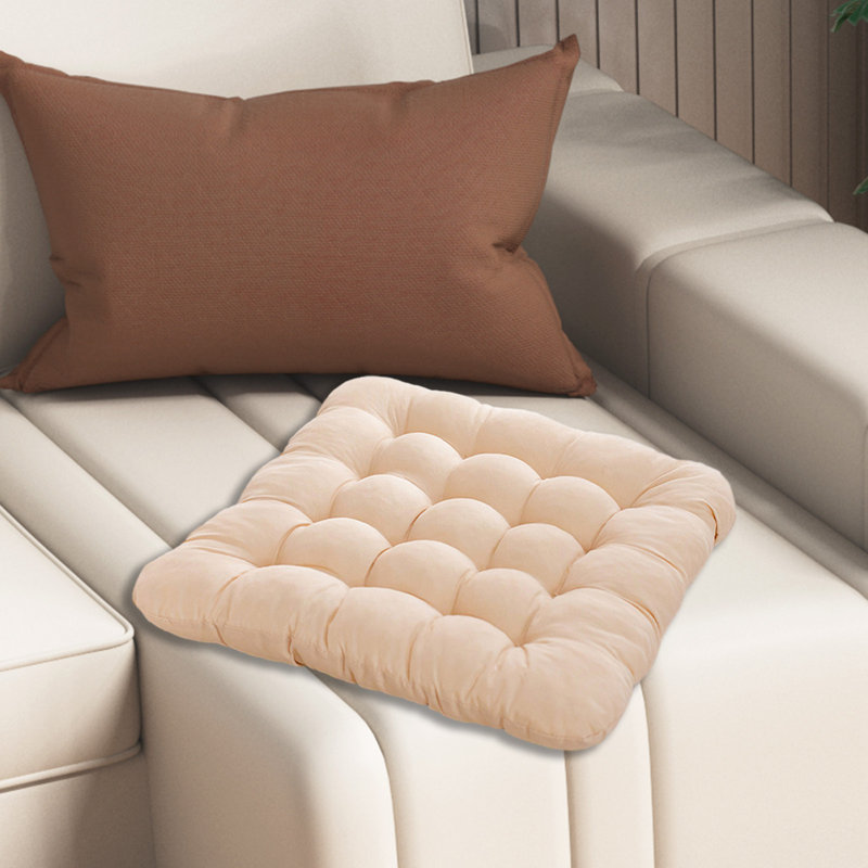 Seat Cushions For Home Use, Tufted Corduroy Floor Cushions For Living Room Tatami, 16 Inch, Beige