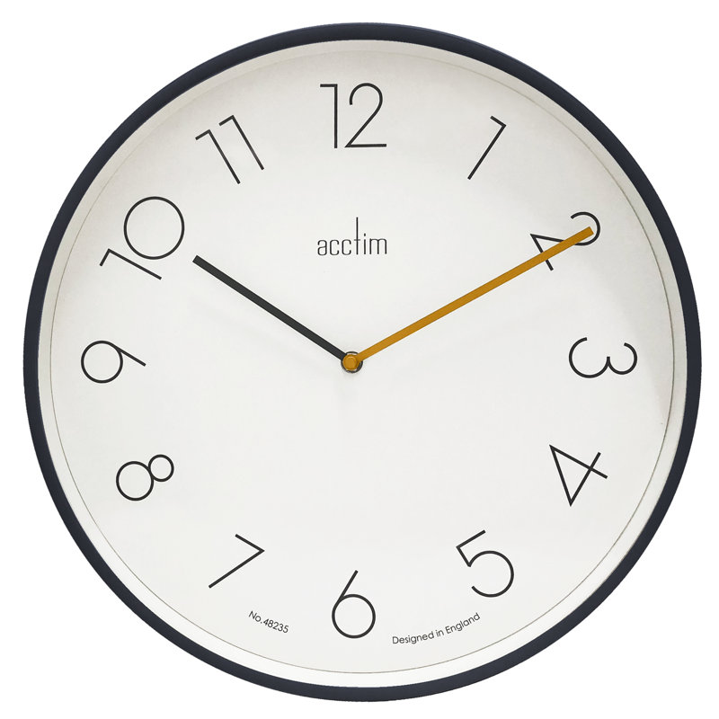 Acctim Dijon Wall Clock Quartz Contemporary Offset Numbers 40cm, Volcano
