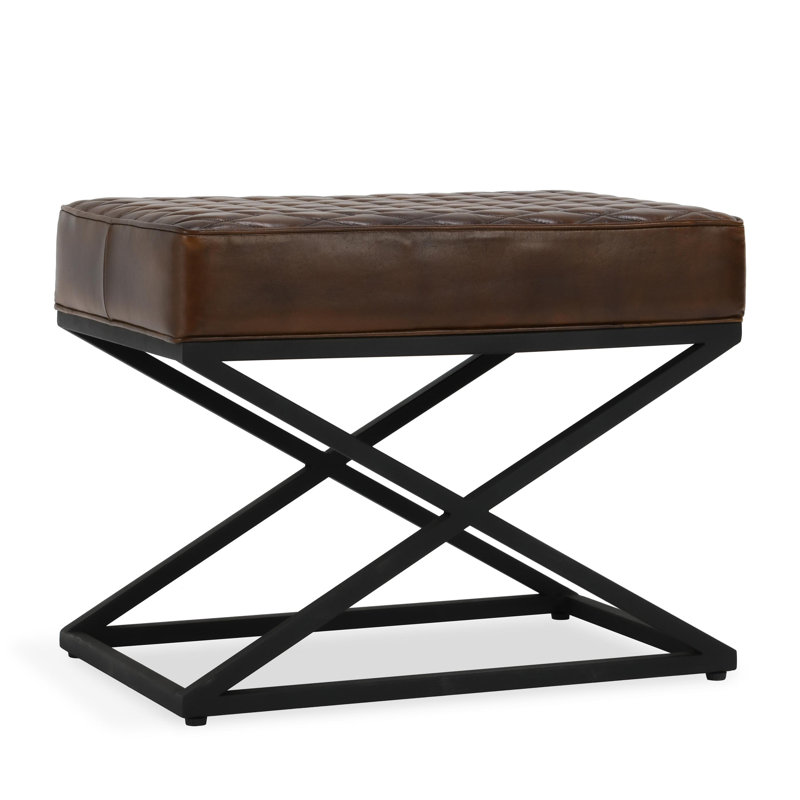Tabouret brun en cuir brun Bruno