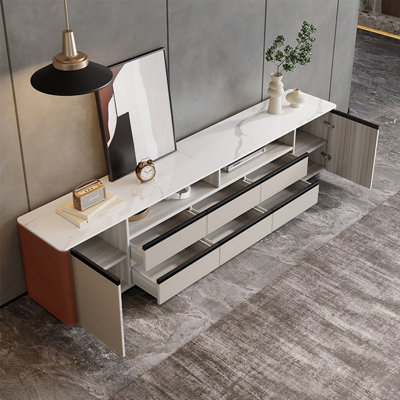 Meuble télé haut de style crème du plancher au plafond